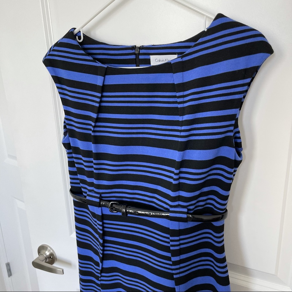 Calvin Klein blue and black striped dress